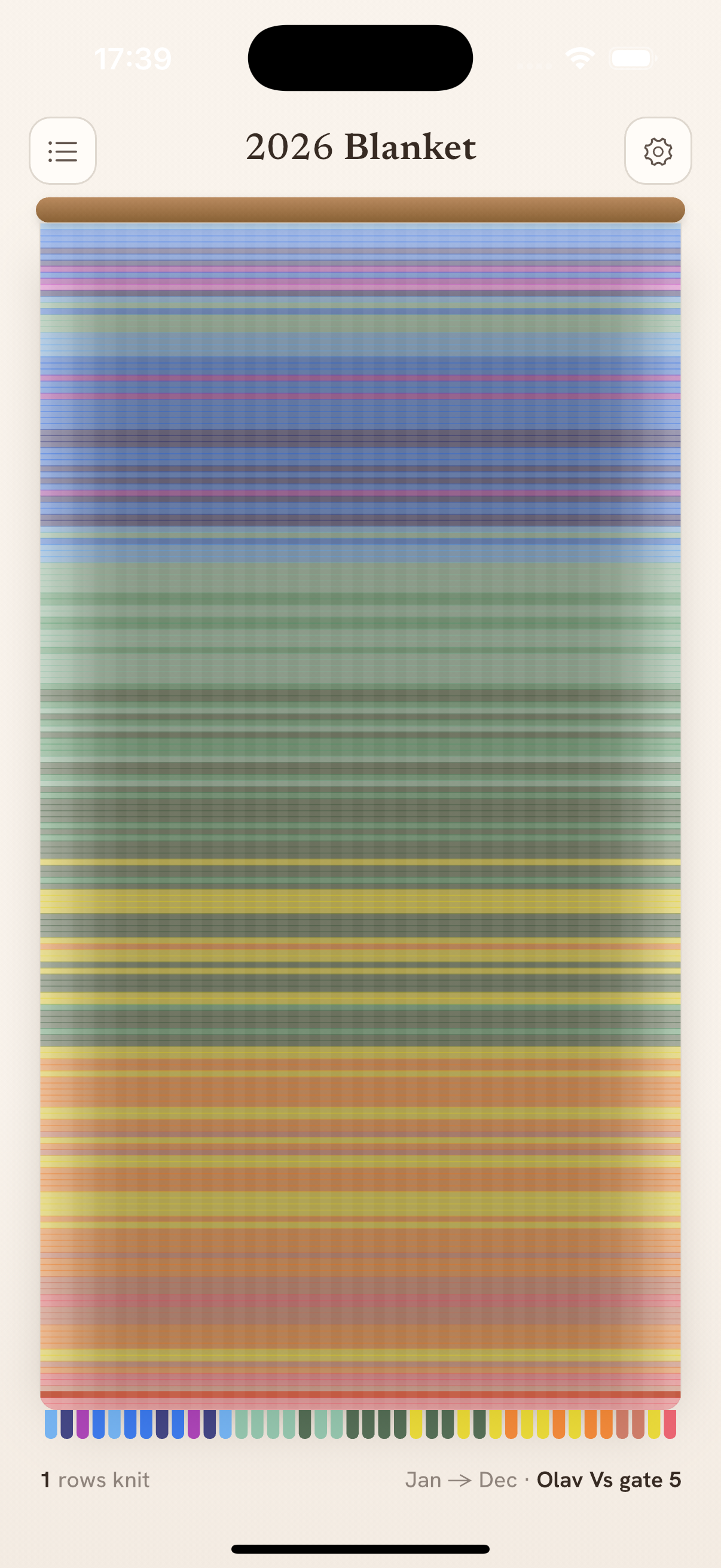 Full blanket overview showing a year of color rows